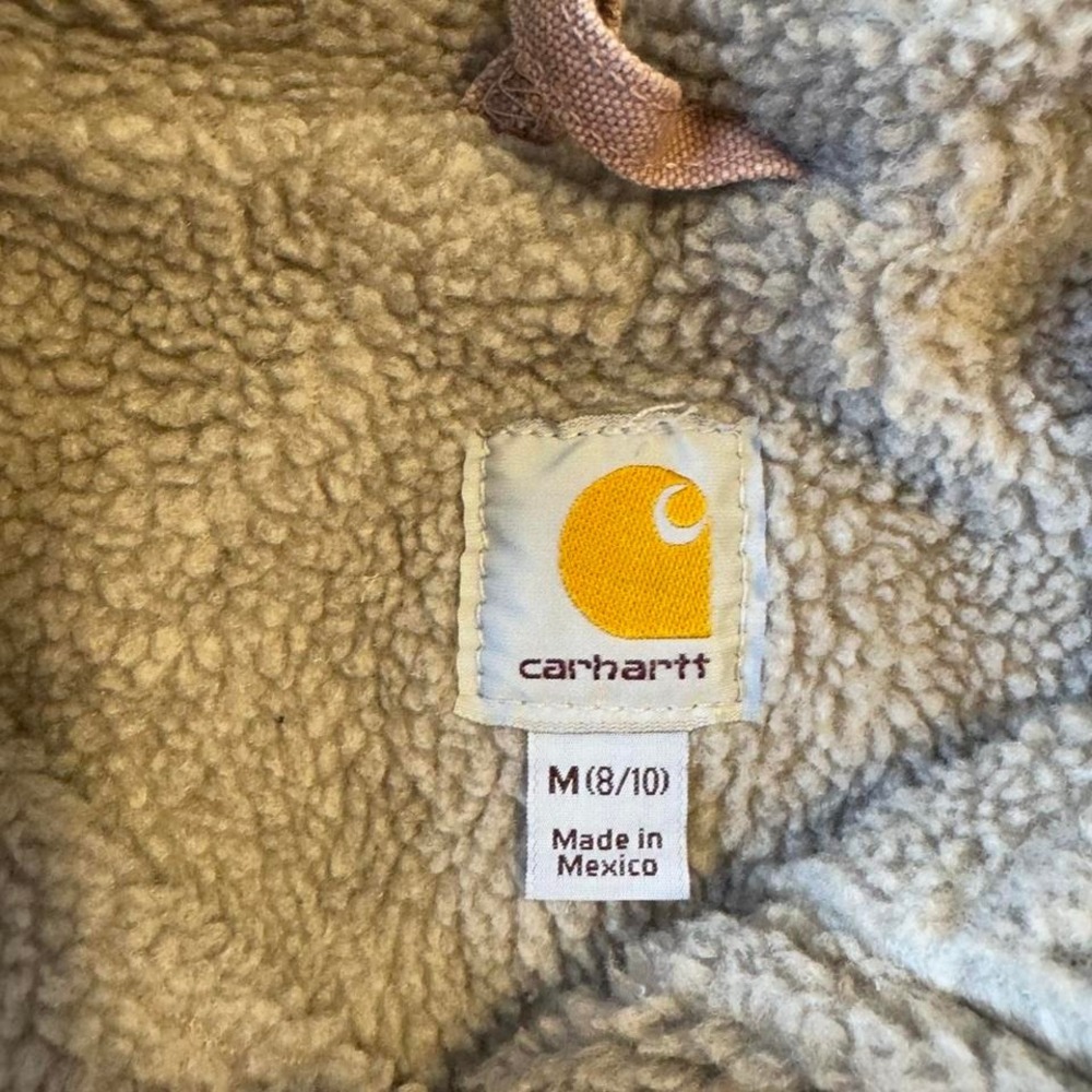 Vintage women's pink salmon Sherpa lined canvas Carhartt vest - Picture 2 of 6